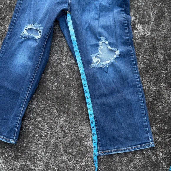 Levi's Dark Blue Distressed Straight Leg Jeans - Picture 8 of 8